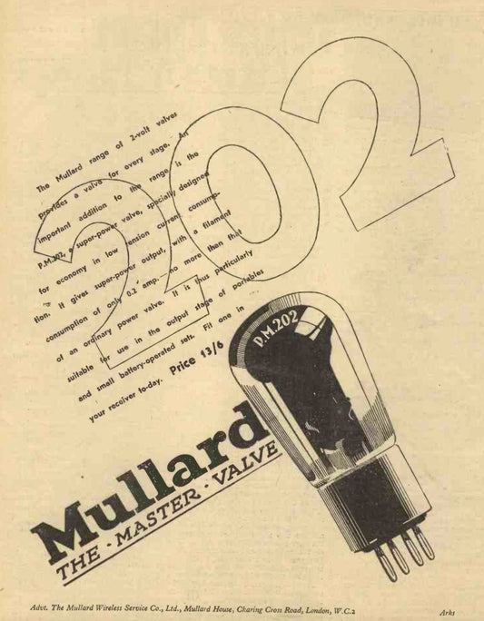 PM202, MULLARD, GLOBE ENVELOPE, 220SP, CV185, P220A, P2