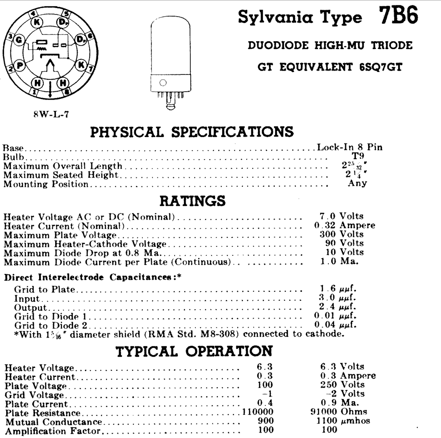 6Q7GT, BRIMAR, NOS, DL82, 7B6, CV882