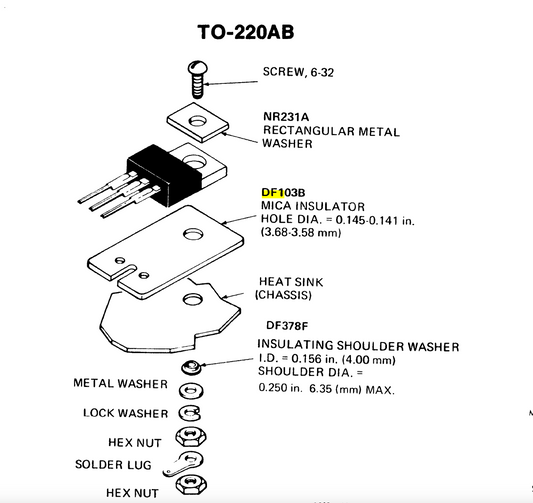 RCA, DF103B, MICA, INSULATING WASHER, THERMAL INSULATOR, TRANSISTOR, TO-220,  PACK,