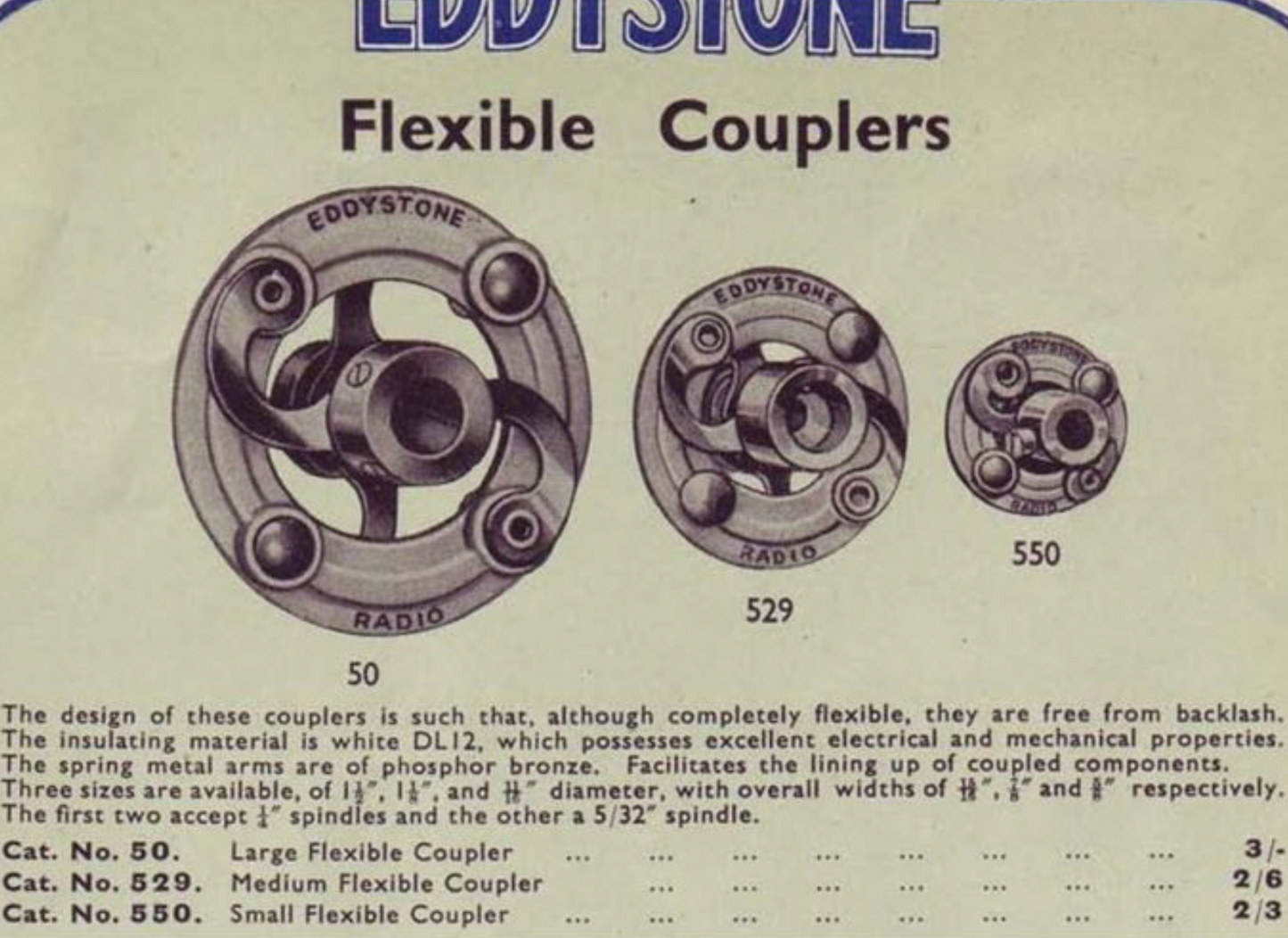 EDDYSTONE, FLEXIBLE COUPLER, AIR MINISTRY, WHITE, 10A/12380, CAT No.50