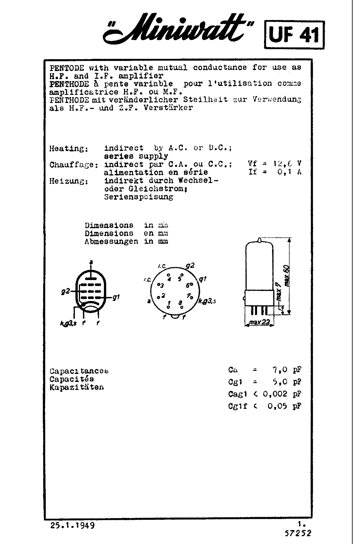 UF41, SELECTRON, WHITE BOX, NIB, 121VP, 12AC5, W142,