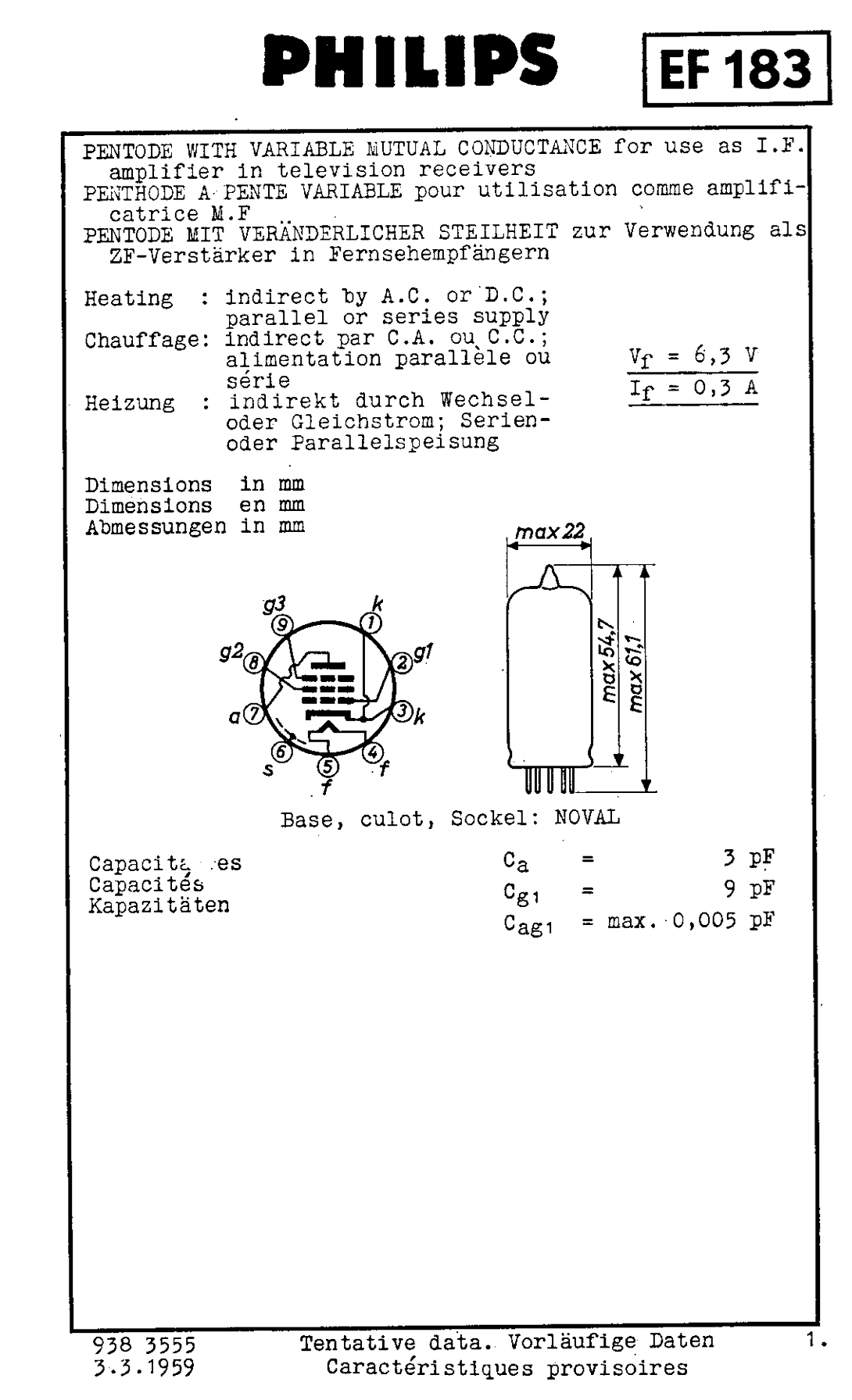 EF183, PHILIPS, 6EH7 ,6F29, CV5831