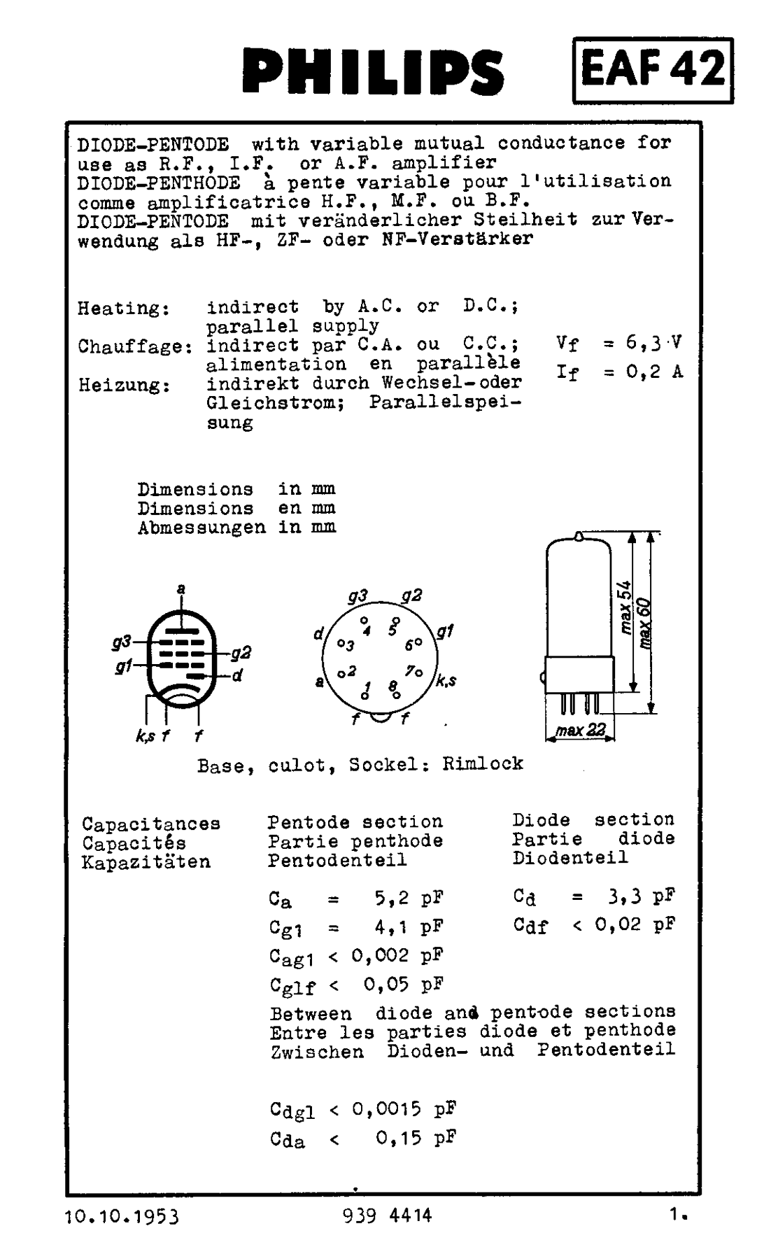 EAF42, MULLARD ,NIB, CV3883, 6CT7, CV3883, W150, FOR MK121 SPY SET