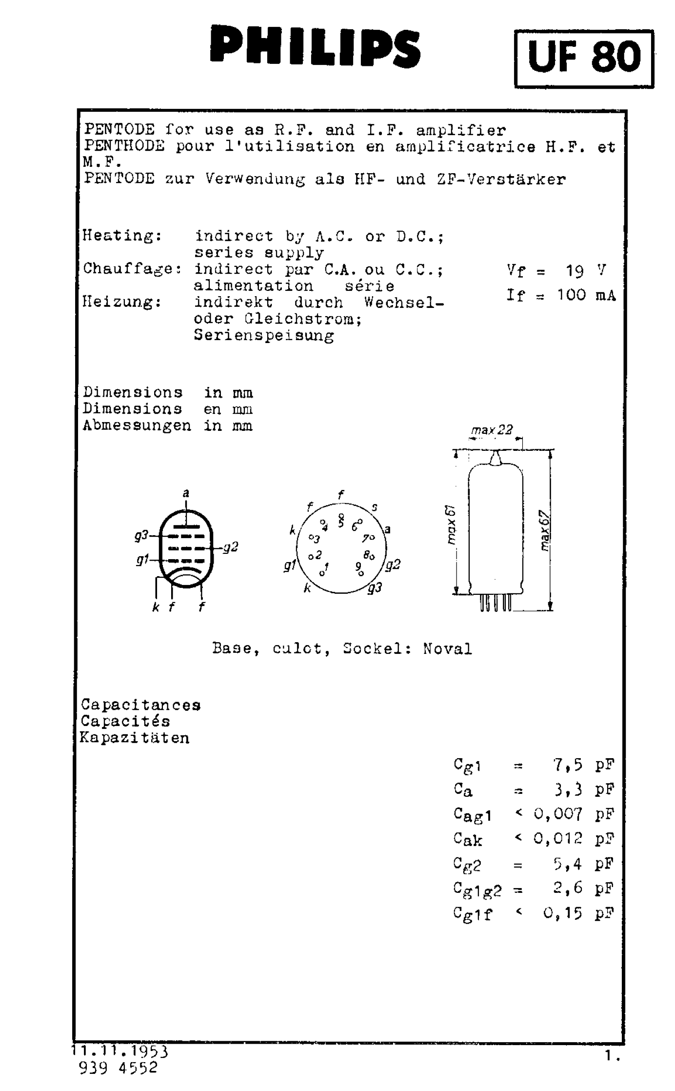 UF80, TELEFUNKEN, NIB