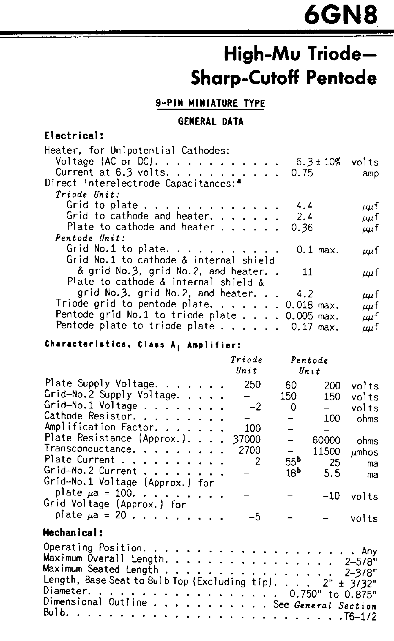 6GN8, GE, NEW BOXED, 6EB8