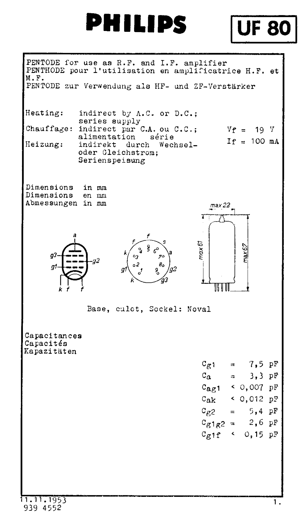 UF80,PHILIPS MINIWATT,  NEW BOXED,
