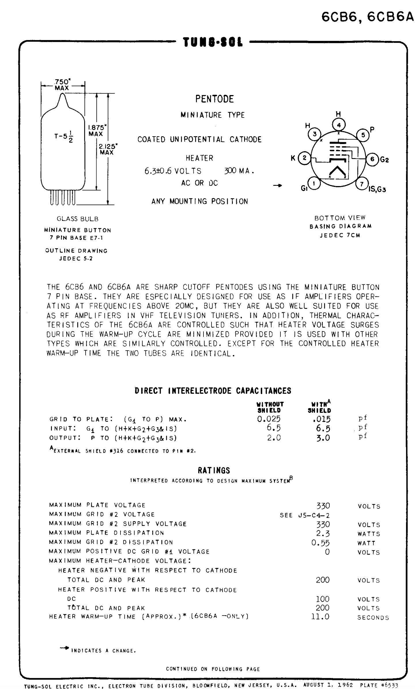 6CB6, Sylvania, New Boxed, CV3995