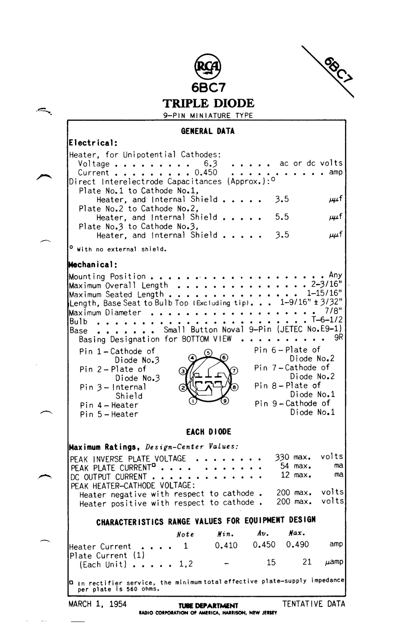 6BC7, Sylvania, New Boxed, as used in Zenith radios