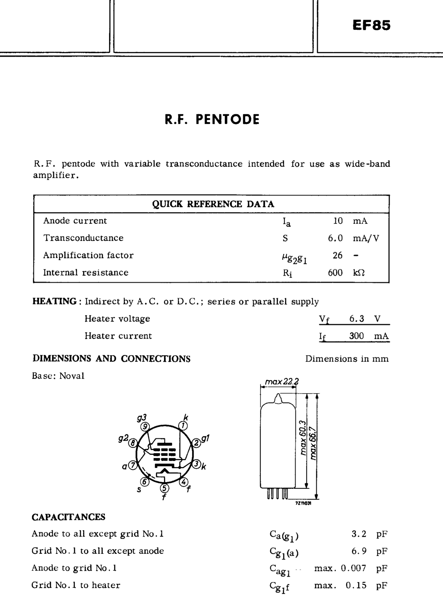 EF85, ERA, NEW BOXED, 6BY7, 6F19, 6F26, CV1375, W719