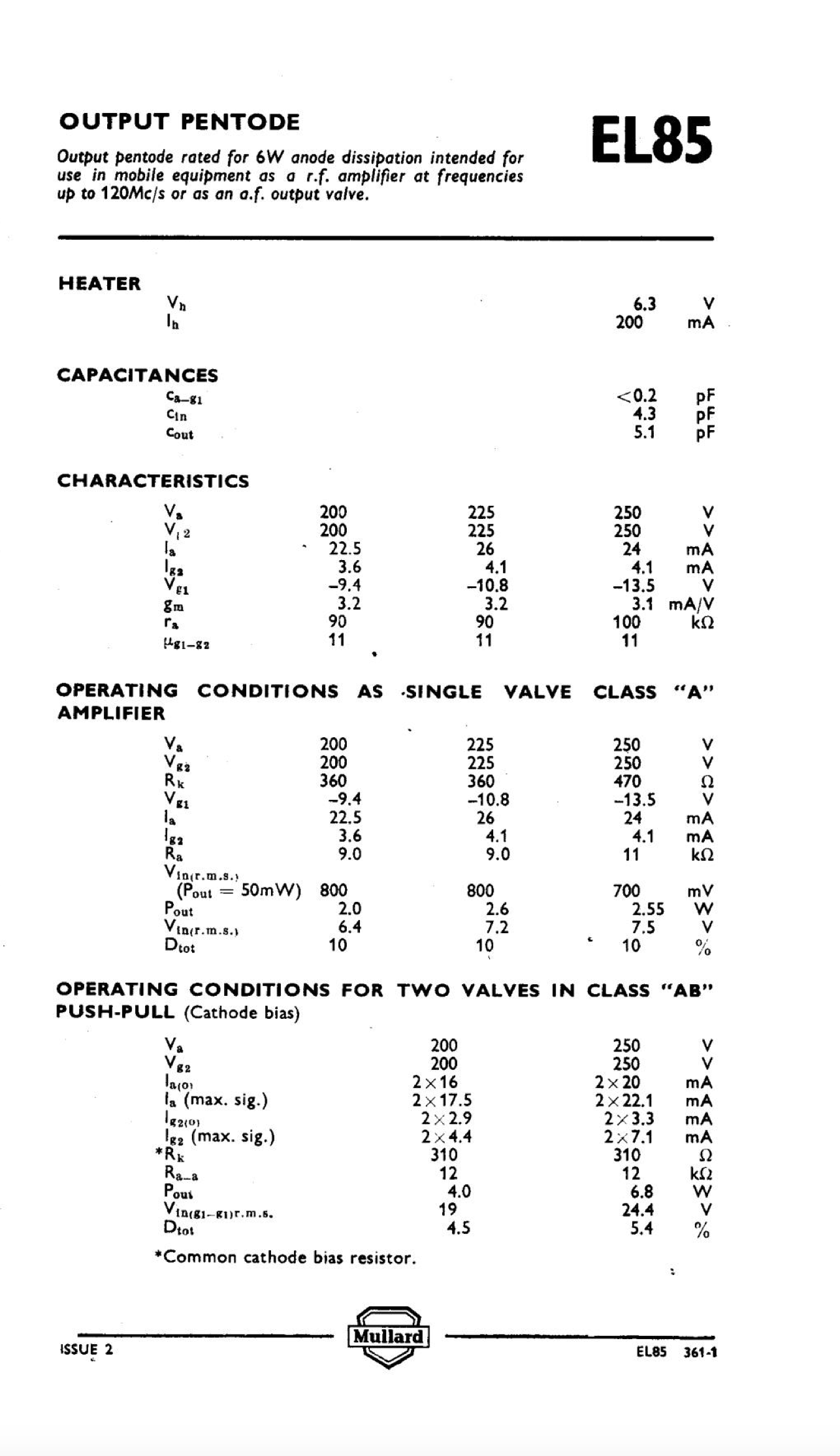 CV3526, MULLARD, NEW, 6BN5, CV3526, N155, EL85