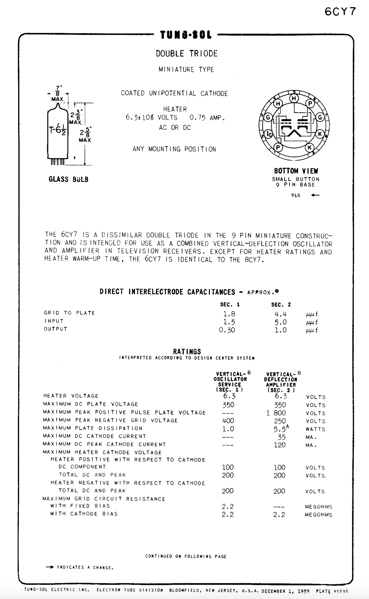 6CY7, GE, NEW BOXED, ROCK-OLA, ROCKOLA JUKEBOX