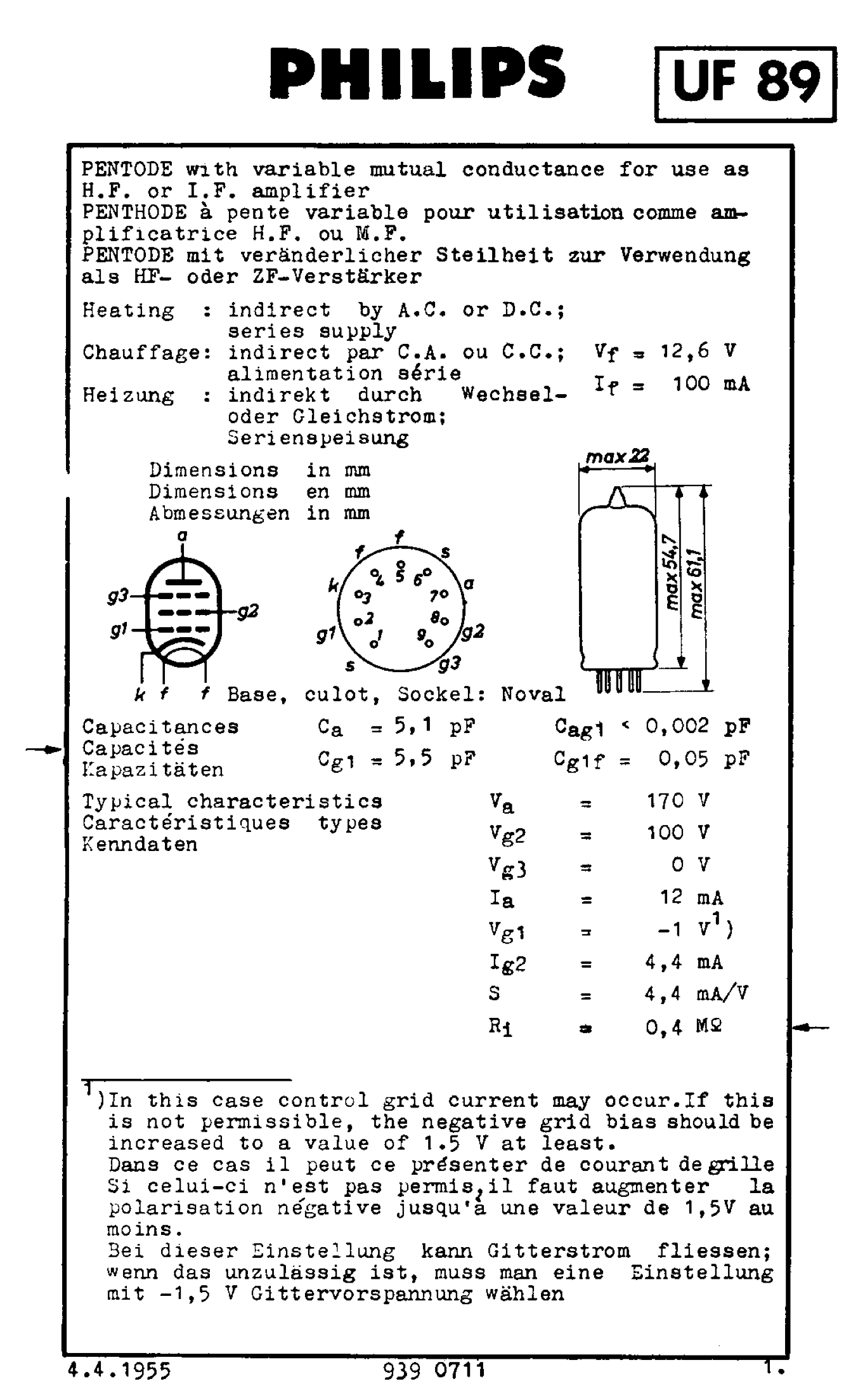 UF89, MULLARD, WHITE BOX