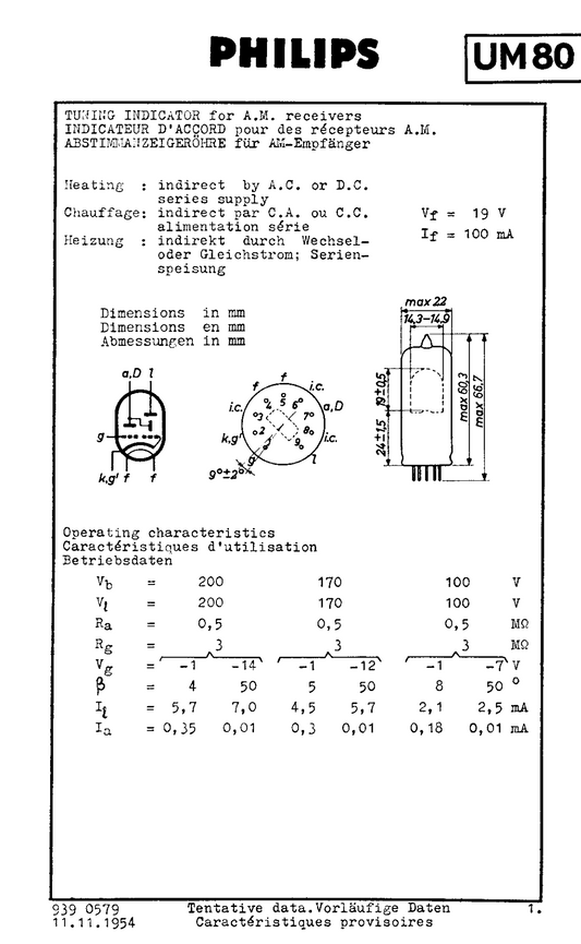 UM80, MULLARD, WHITE BOX, NEW, 19BR5, Y119