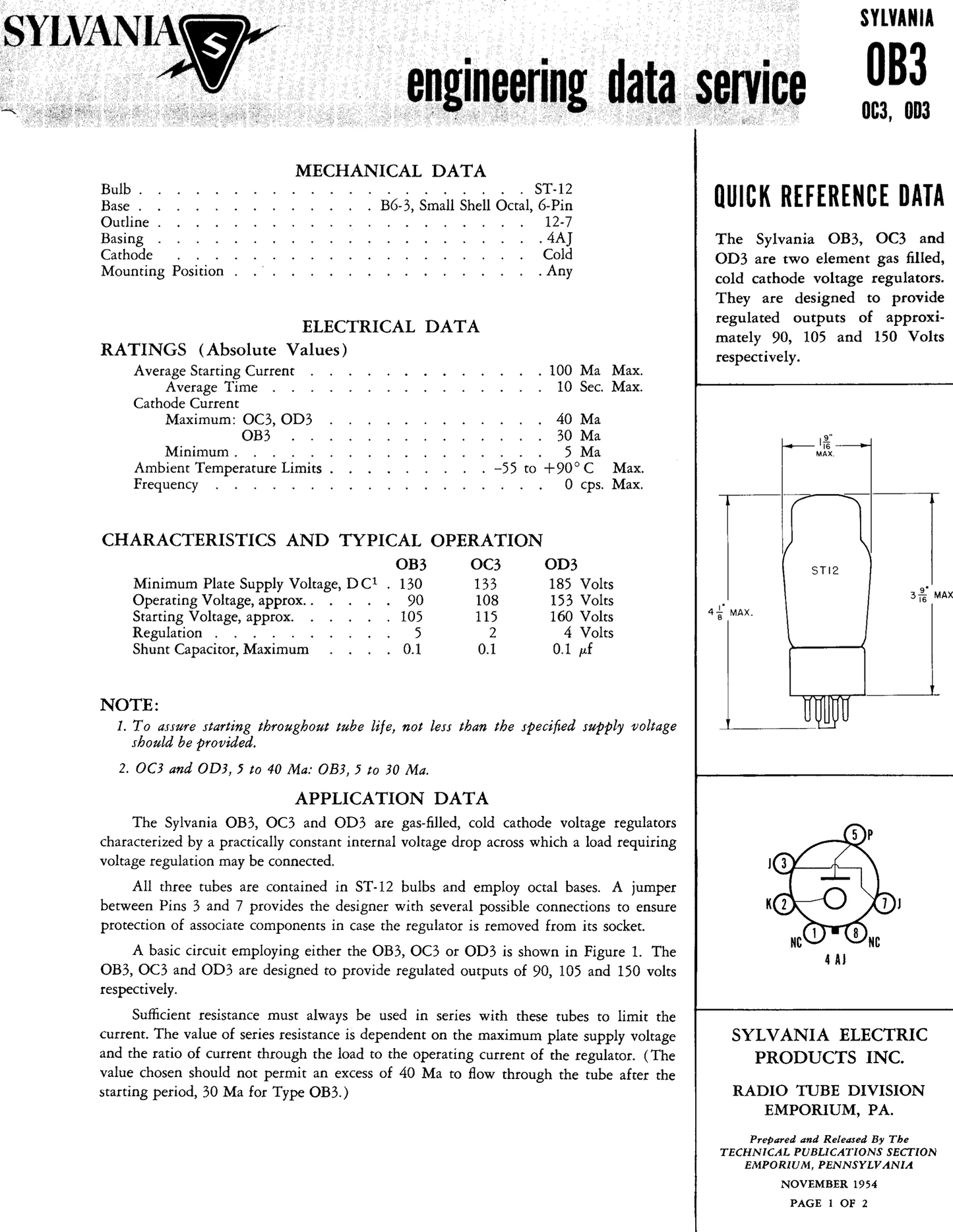 0B3, RCA, CV3799, VR90, VR-90 VR90/30 ,VT-184, Stabiliser Valve