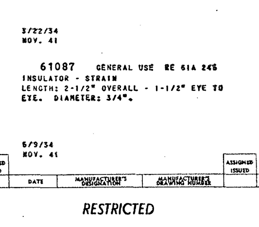 US NAVY, USN, CERAMIC STRAIN INSULATORS, ANTENNA, AERIAL, CSJ-61087