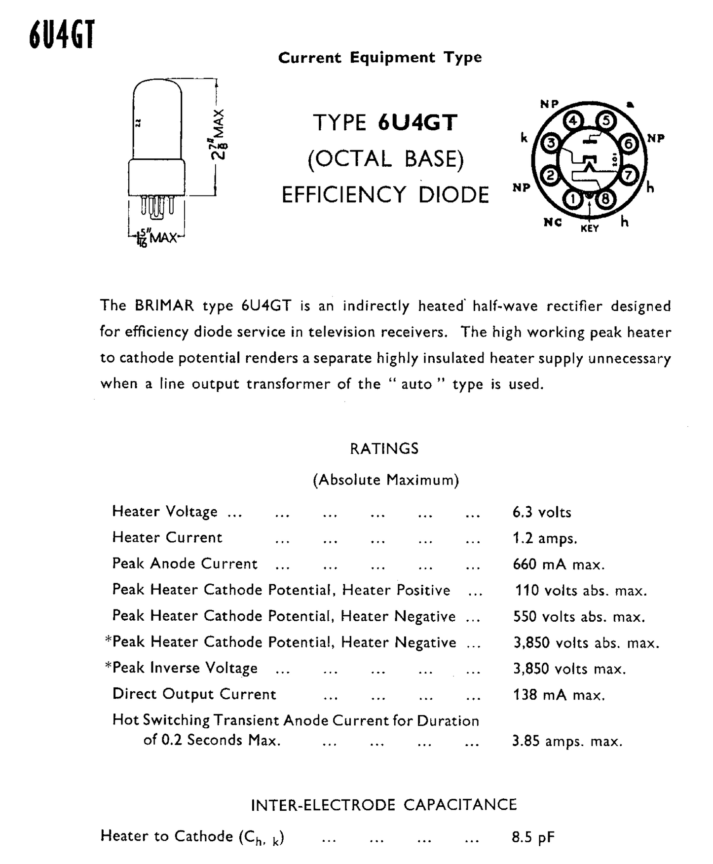6U4GT, BRIMAR, NOS, CV5287