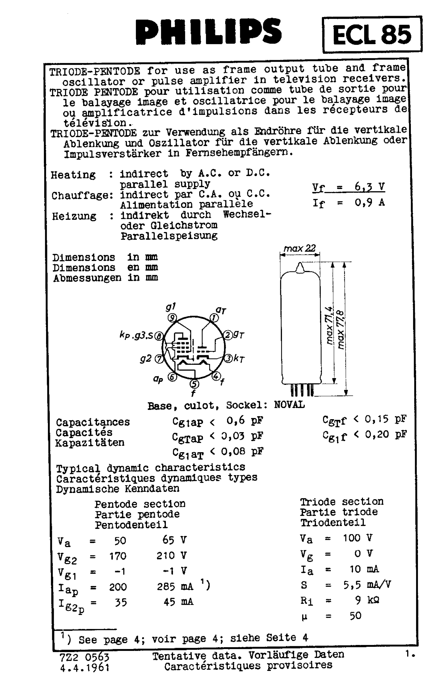 ECL805, VALVO, ECL85, 6GV8, NOS