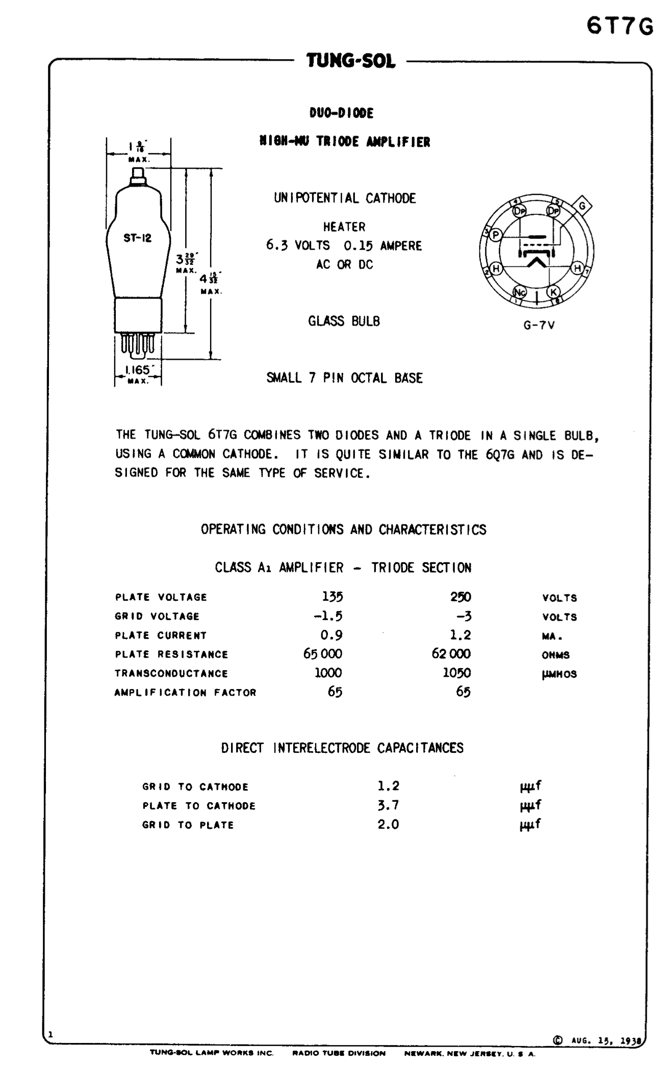 6T7G, SILVERTONE, NOS, CV500