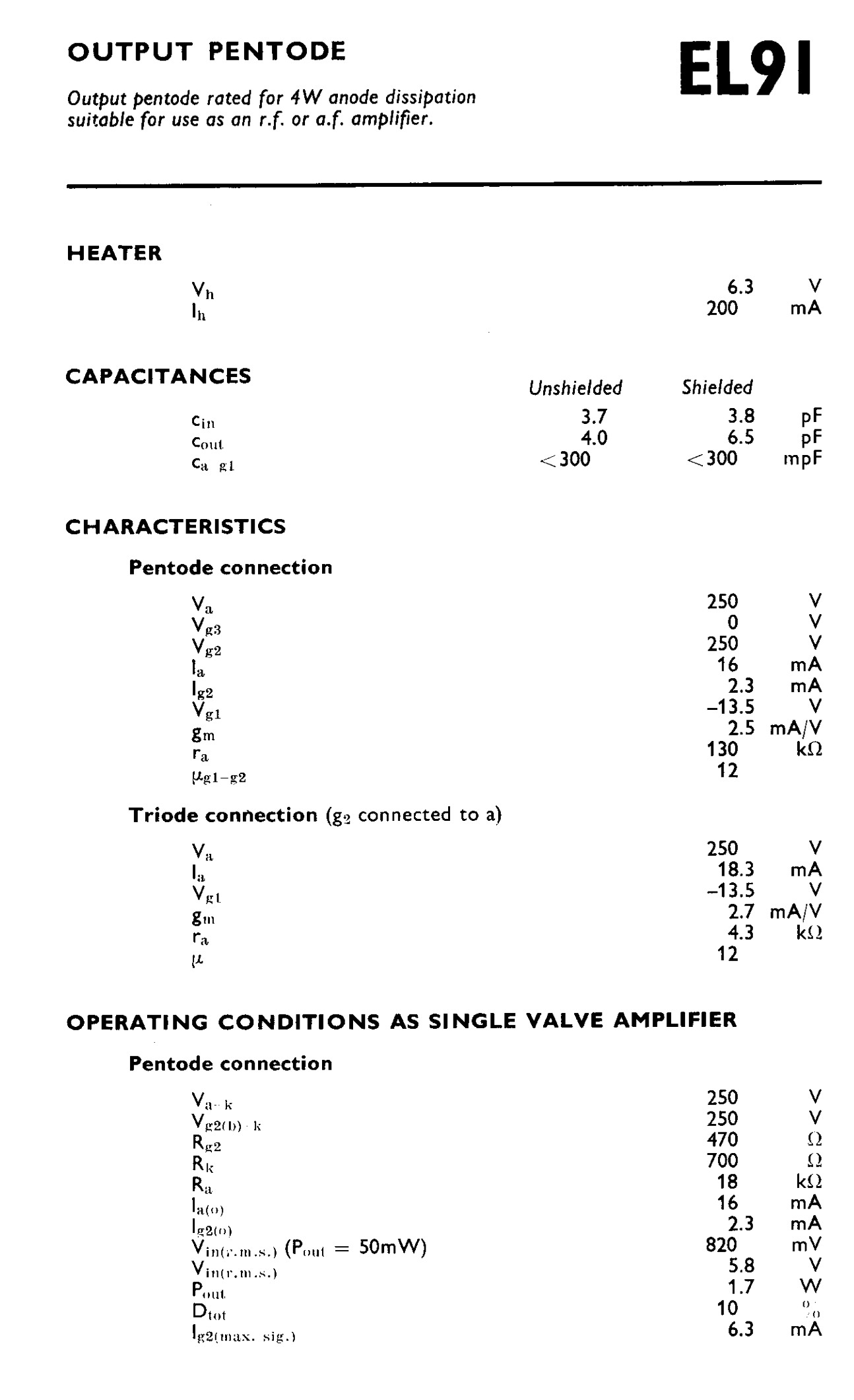 EL91, 6AM5, MARCONI, CV136, MILITARY GRADE OUTPUT PENTODE AS USED IN EDDYSTONE 730/4