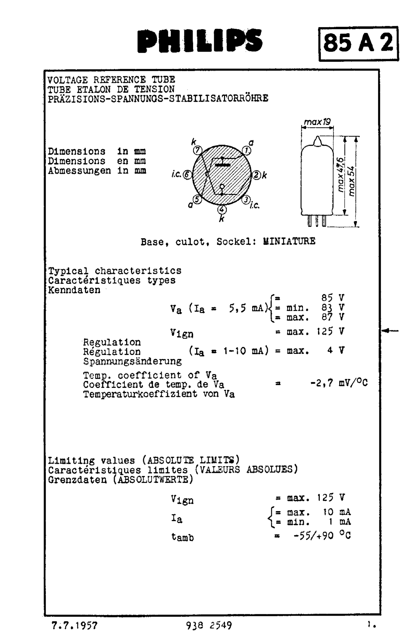 85A2, Mullard, NOS, 0G3, CV449, CV4048, QS1209, QS83/3