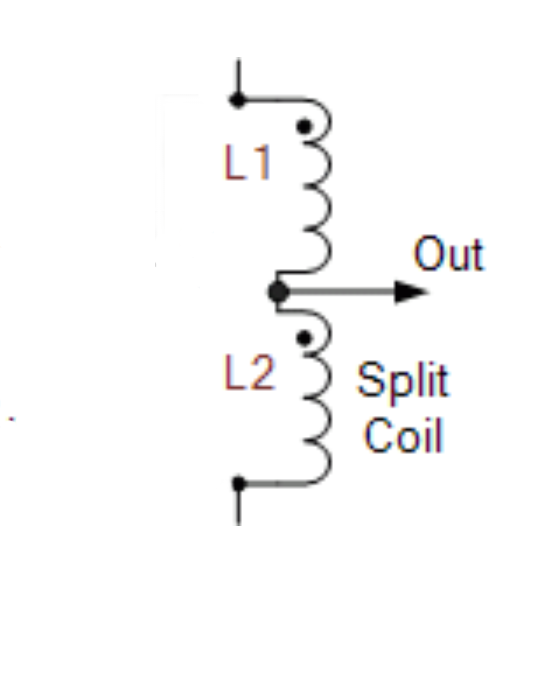 Split Coil, RF Tunable Coil for Hartley Oscillator, 70 - 250 + 70 - 250 uH