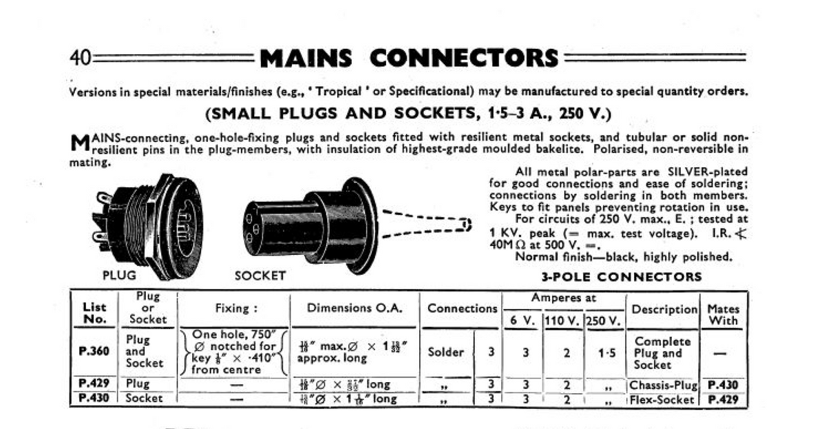 7.3mm DIA, MINIATURE RADIOSPARES, RS, BULGIN 3 PIN PLUG AS USED ON QUAD 303 33 AMPLIFIERS & RACAL RA1772