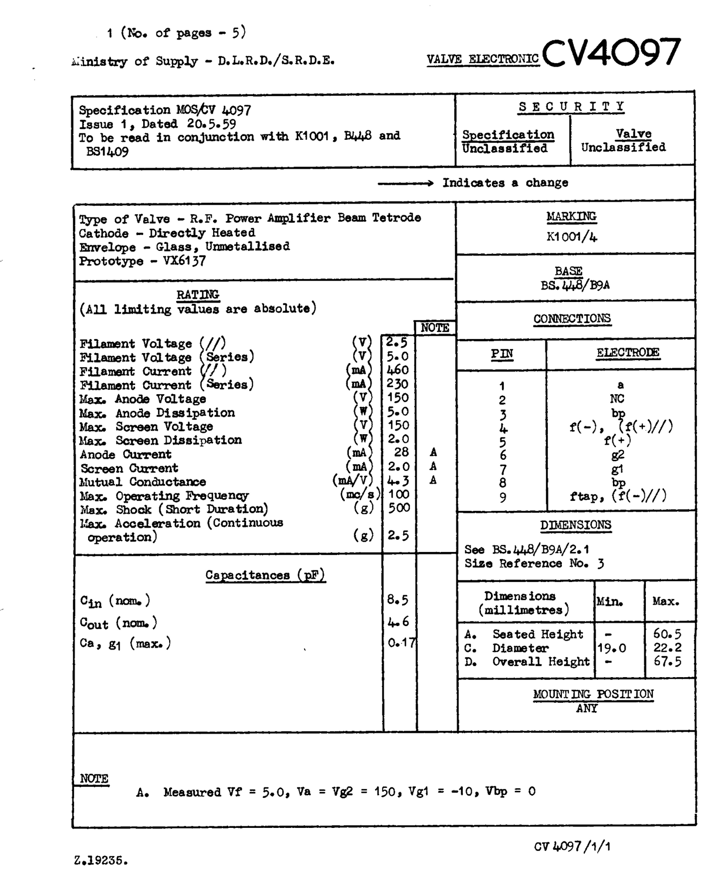 CV4097, ITT, WHITE BOX ,S2P20 ,VX6137