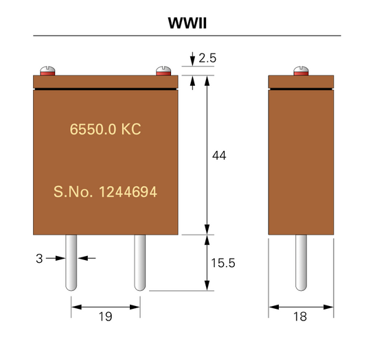 WW2 Crystal, 19mm Pin Spacing,, GEC, Suit B2 Spy Set, 1941 KHz,  Dated 1959, New Boxed