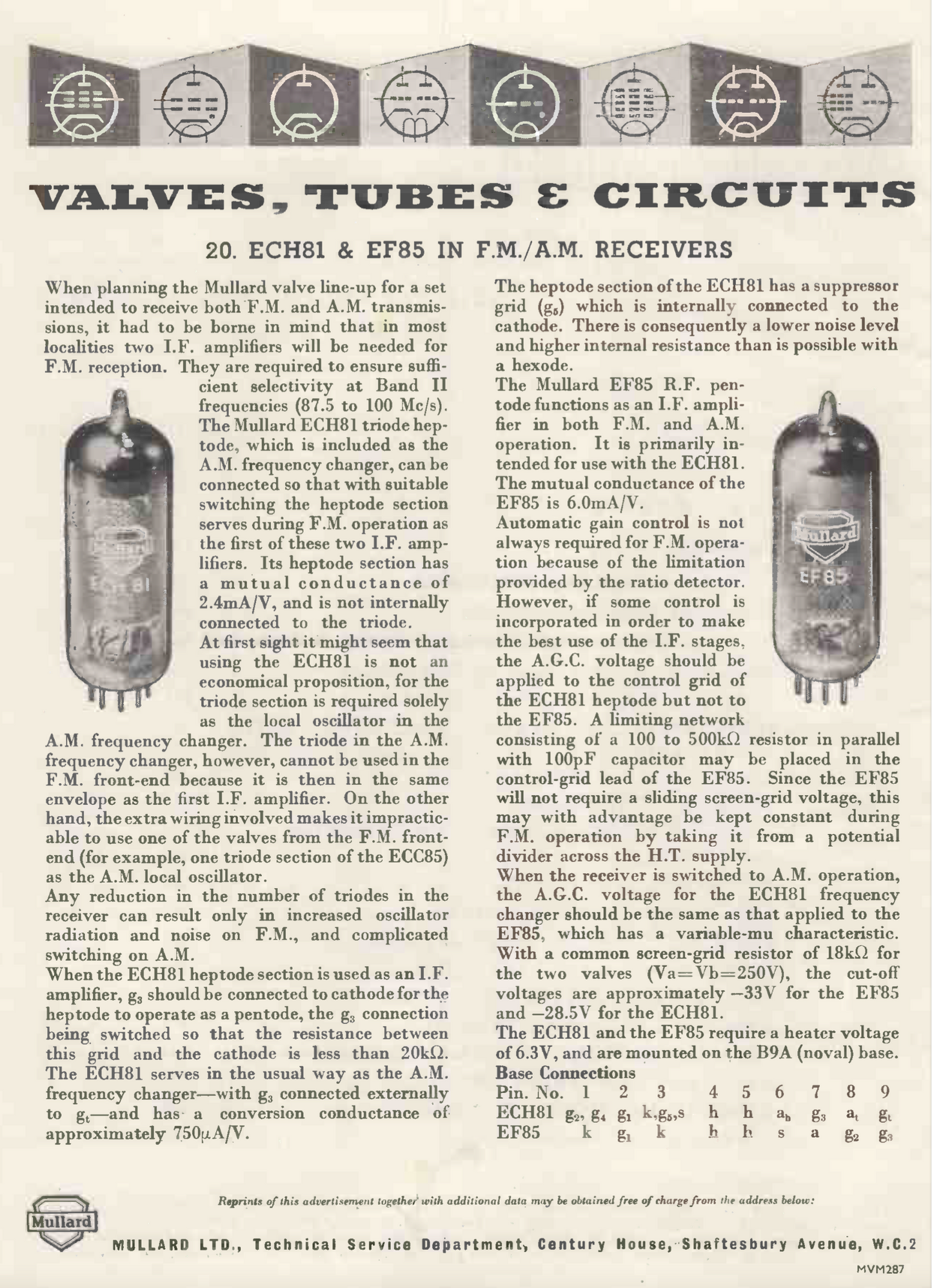 EF85 MULLARD, NEW BOXED, 6BY7, 6F19, 6F26, CV1375, W719