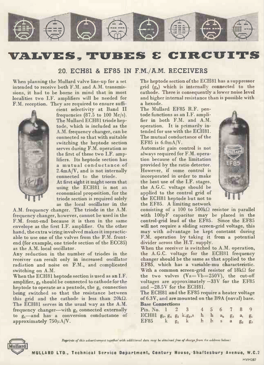 EF85 MULLARD, NEW BOXED, 6BY7, 6F19, 6F26, CV1375, W719