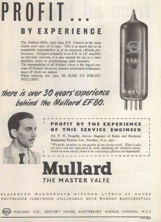 EF80, MULLARD, WHITE BOX,, CV1376, 6BX6, 64SPT 6BX6, 8D6 , Z152, Z719