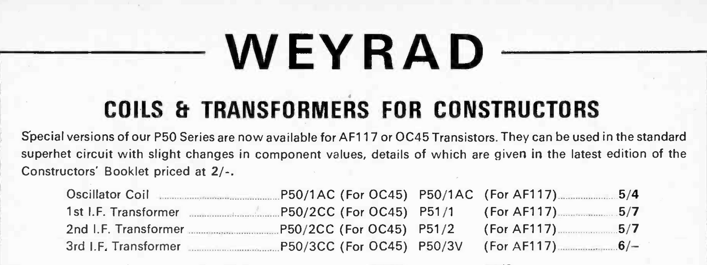 WEYRAD, P50, P50/1AC, OSCILLATOR COIL