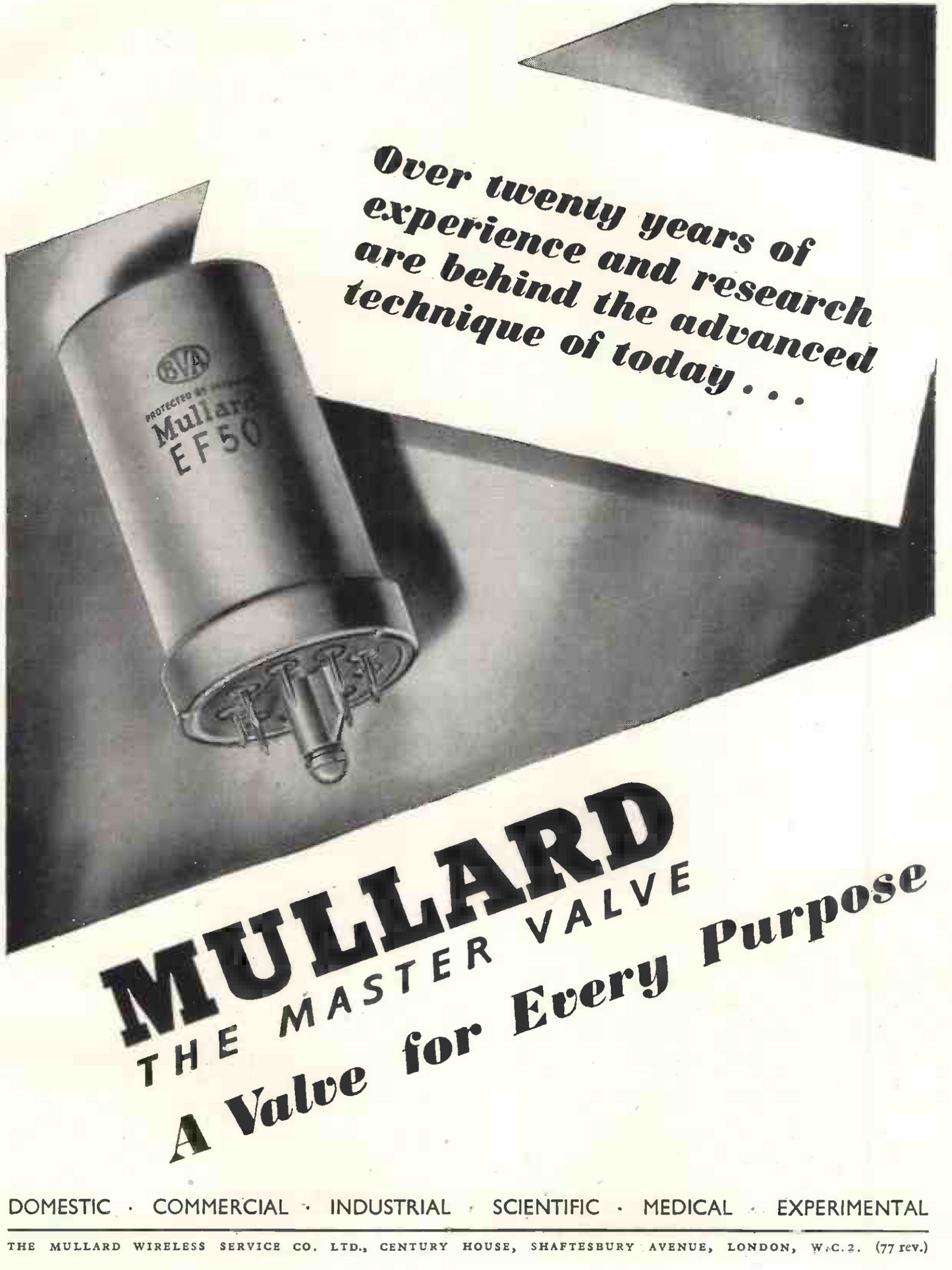 EF50 ARP35 CV1091 VR91 MULLARD NIB FOR R206, WS19, WS19CAN, WS62, T1143, T1259, TR1196, R1147,
