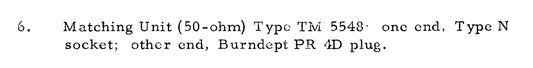 MATCHING UNIT , 50 OHM, TYPE TM5548, FOR MARCONI TM801D, SIGNAL GENERATOR