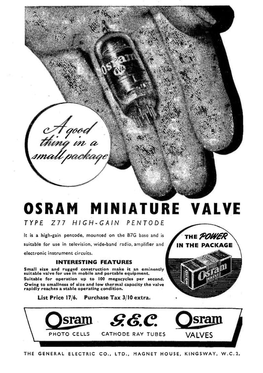 Z77, OSRAM, MARCONI, NEW BOXED, EF91 5A/160H, 5A/160K, 6AM6, 6F12, 8D3, CV138, HP6, SP6, Z77