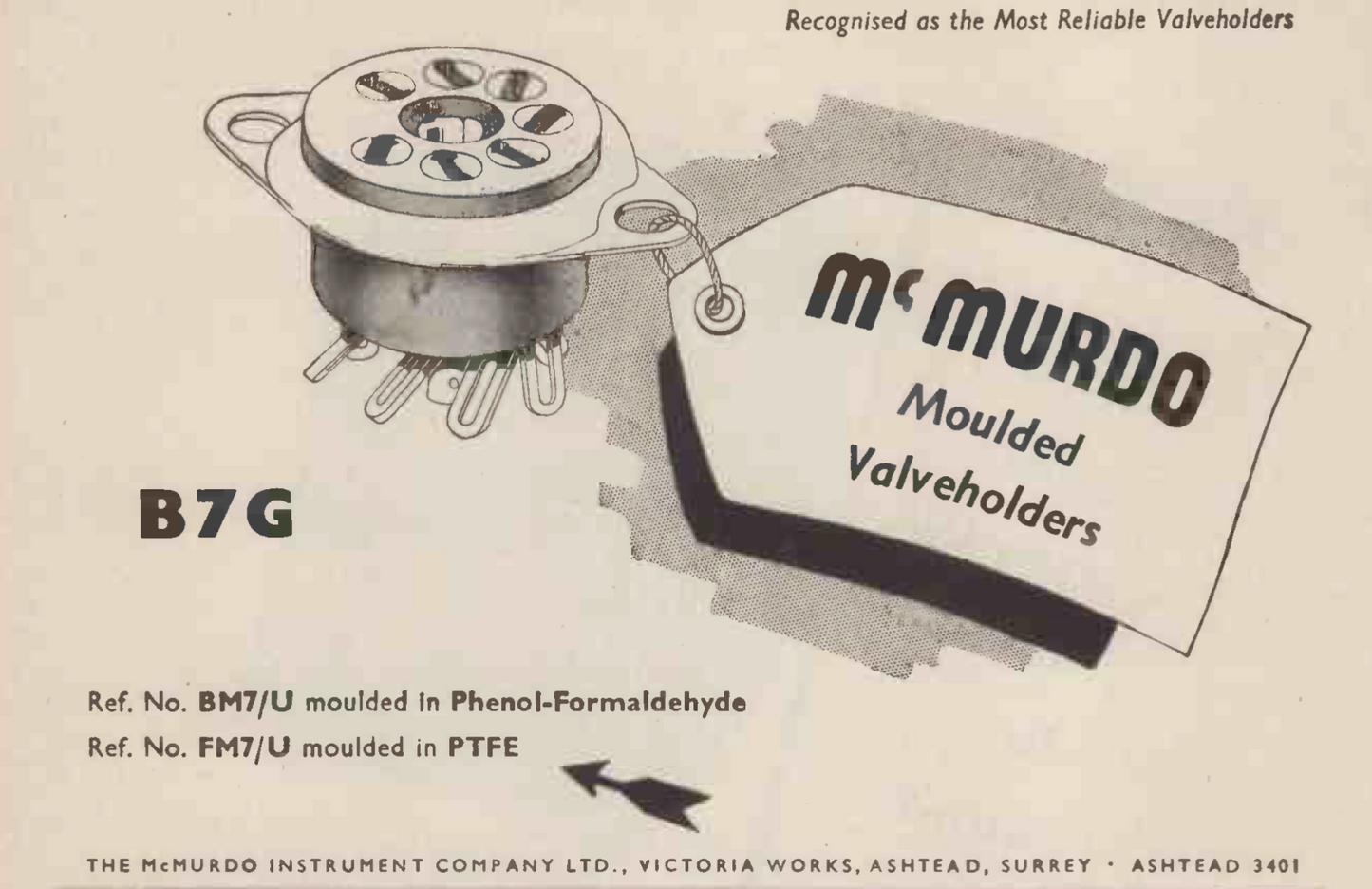 BROWN MICANOL MCMURDO B7G SHIELDED VALVE BASES EX EQUIPT
