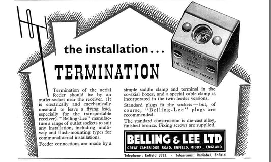 METAL, BELLING LEE, RT ANGLE, COAXIAL MALE PLUG, TV AERIAL SOCKET, TREAT YOUR MARCONI 904 OR BUSH TV12, NOS