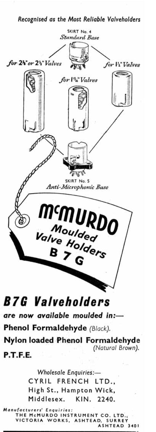 McMURDO, ANTIMICROPHONIC, VALVE BASE, B9A,