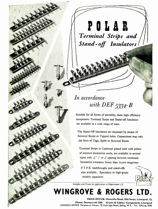 POLAR, WINGROVE & ROGERS, VINTAGE CERAMIC TAG STRIP, 21 WAY