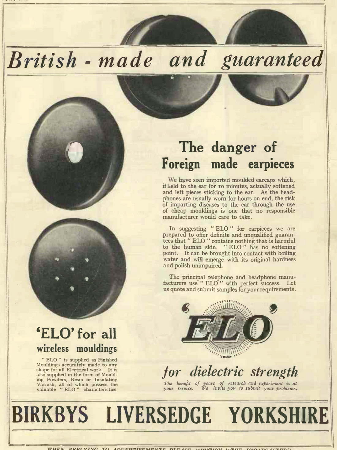ELO - BRITISH MADE AND GUARANTEED AFTER BREXIT