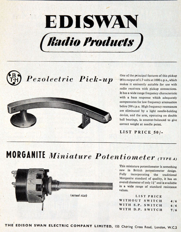 POTENTIOMETERS FOR TV BY MANY COMPANIES INCLUDING EDISWAN