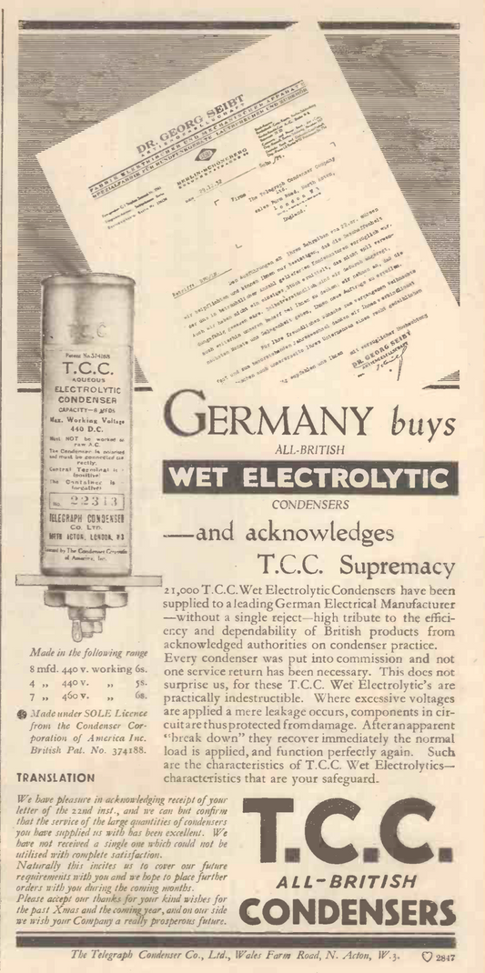 GERMANY BUYS AND ACKNOWLEDGES TCC BRITISH SUPREMACY NINETY YEARS AGO!