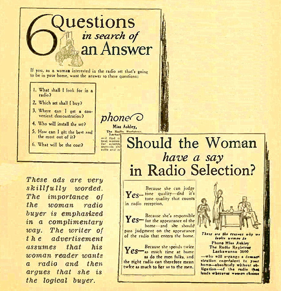 RADIOS - ALWAYS ASK THE WOMAN AND  FORGET ABOUT CHAUVINISM OR FEMINISM!