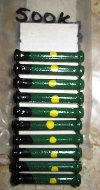 ERIE, DOGBONE, SOLID ROD, CARBON RESISTORS, , BODY TIP SPOT, TYPE A,  500K @ 1-2W