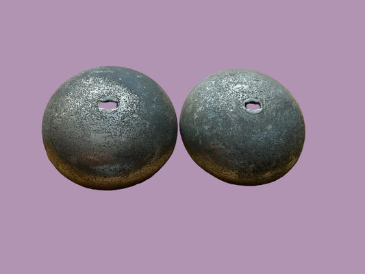 2X NICKEL PLATED, GONGS, RINGER, BELLS, APPROX 63mm DIA, POSSIBLY TELEPHONY RELATED