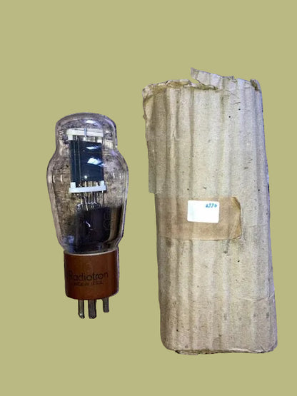 801A, RCA, RADIOTRON,  FLAT GETTER SLAB, BLACK PLATE, NOS VALVE, Y1 DATE CODE, FEB 1956 MANUFACTURE