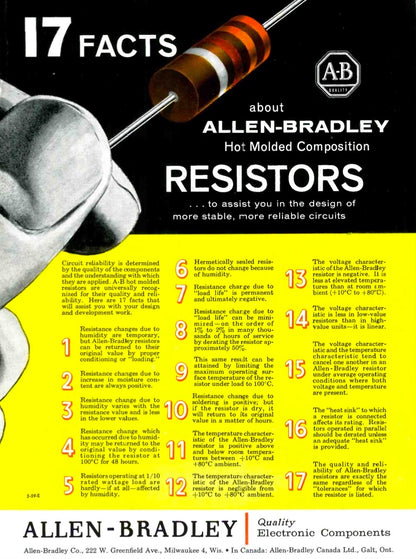 Allen Bradley, Morganite, Carbon composite resistor, Type S, 0.5W 10%, VARIOUS VALUES