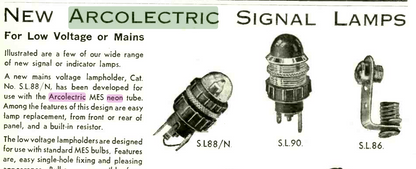 ARCOLECTRIC, CHROME BEZEL,   CLEAR LENS, 22mm DIA LONG CAST BODY,SIGNAL LAMP, SL90, NOS, IN RS BOXES