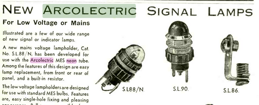 ARCOLECTRIC, CHROME BEZEL,   CLEAR LENS, 22mm DIA LONG CAST BODY,SIGNAL LAMP, SL90, NOS, IN RS BOXES