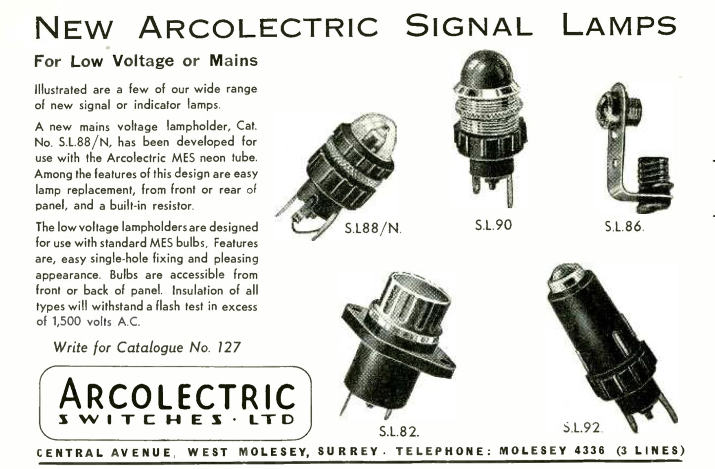 ARCOLECTRIC, SL88, BLACK BEZEL, CLEAR LENS, 20mm DIA SIGNAL LAMP, EX EQUIPT
